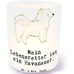 Mr. & Mrs. Panda Windlicht Havaneser Lebensretter - Transparent - Geschenk, Rassehund, Hunderass (1 St), Liebevolles Design