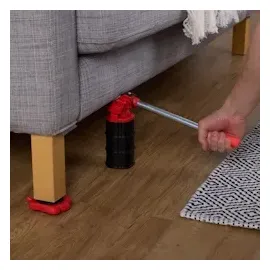 Relaxdays Möbelheber und Möbelroller Set, Transportrollen Möbel, bis 150 kg, drehbar, 8 Aufsätze, Möbelverschieber, rot/schwarz