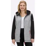sheego Sweatjacke in schwarz-ecru-meliert | Gr.: 42,