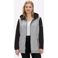 sheego Sweatjacke in schwarz-ecru-meliert | Gr.: 42,