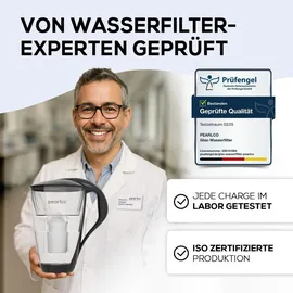 PearlCo Glas-Wasserfilter weiß + 3 Universal Filterkartuschen