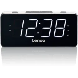 Lenco CR-18 White - FM-Radiowecker mit großem 1,8" Display - weiße LED ́s - 2 Weckzeiten - Schlummerfunktion - Dimmfunktion - Weiß
