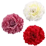 ZAMXHUG 3pcs Blumen Haarspangen Haarclip, Blume Rosen Haarnadeln, Haarschmuck Mädchen Blumen Haarspangen Damen, Haarspange mit Rosenmotiv für Flamenco Tanzenparty Party Hochzeit, Rot/Rosa/Weiß