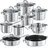 Tectake Turin Topf-Set 15-tlg. Kochtopf + Bratpfanne + Glasdeckel