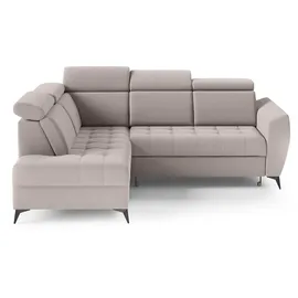 beautysofa Ecksofa AURORA II L-Form Ottomane links, mit Schlaffunktion & Bettkasten, Beige - Beige
