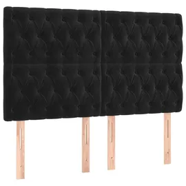 vidaXL Boxspringbett mit Matratze Schwarz 140x200 cm Samt