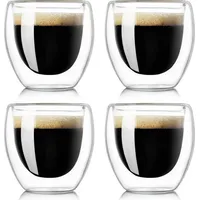 hausleben Latte-Macchiato-Tasse 4er Set Doppelwandglas Espresso 80ml, hitzebeständig, Hitzebeständige Latte Macchiato & Kaffeegläser 80 ml