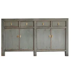 OPIUM OUTLET Möbel Kommode Schrank Sideboard Hochzeitsschrank 31196 grau asiatisch chinesisch orientalisch