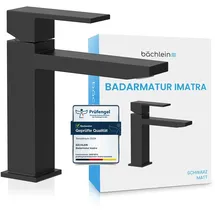 Bächlein Badarmatur Imatra in kantigem Design, Einhebelmischer mit klarer Linienführung in modernem Look, Bad Wasserhahn Matt Schwarz