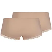 SKINY Damen Hipster, 2er Pack - Pant DP, Classic Cotton, Spitze, Baumwoll-Stretch Beige 2XL