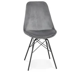 Esszimmerstuhl Dunkelgrau Samt Metall | Designerstuhl mit Polstersitz | Vintage Retro Stuhl mit Metallbeinen | Elegant Modern Stil | Kadima Design