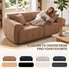 COMHOMA Sofa 2 Sitzer, 180 x 86 x 40 cm Bodensofa, Couch mit Rückenlehne, Kissen und Armlehne, Modernes Stoffsofa für Wohnzimmer, Wohnung, Büro,... - Braun