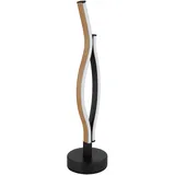 GLOBO Tischleuchte Tischlampe LED Wohnzimmerleuchte Holzoptik Metall Schwarz h 47 cm