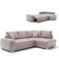 Ecksofa - taupe - Boxspringfederung - Dauerschläfer - Chromfüße