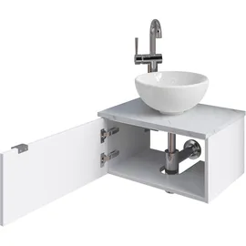 Saphir Waschtisch SAPHIR "Serie 6915 Waschschale mit Unterschrank für Gästebad, Gäste WC", weiß (weiß glanz, marmor weiß, weiß glanz), B:51cm H:39,8cm T:35cm, Waschtische, Waschtisch, 51 cm breit, 1 Tür, Waschtischplatte, kleine Bäder, ohne Armatur