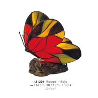 Casa Padrino Tiffany Tischleuchte Schmetterling Rot Ø 16 x H. 17 cm - Tiffany Deko Leuchte