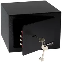 HMF 49216-02 Tresor mit Schlüssel, Möbeltresor klein 23 x 17 x 17 cm, Schwarz