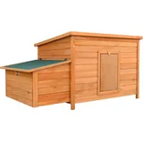 Wiltec Hühnerstall 1360 x 740 x 700 mm rotbraun mit Nistkasten aus Holz, Hühnerhaus mit Unterschlupf, isoliertem Dach und Kotwanne verzinkt