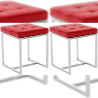 CLP 2er Set Edelstahl Sitzhocker Barci rot