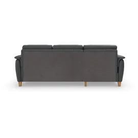 Home Affaire CAVADORE Leder-Ecksofa Palera mit Longchair - Landhaus-Couch mit Federkern, Bettfunktion & Bettkasten, / 244 x 89 x 163 / Leder schwarz,