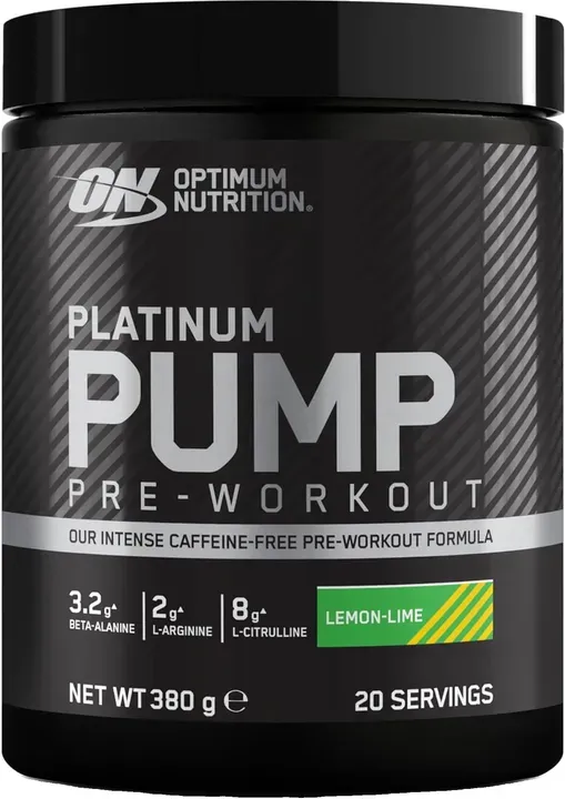 ON PUMP Pre-Workout Booster ohne Koffein mit Beta-Alanin, Citrullin, L-Arginin & Fruitflow, Zitronen-Limette-Geschmack, Intensives Training, 20 Portionen, 380 g