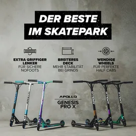 Apollo Stunt Scooter - Genesis Pro X High End Stuntscooter, ABEC 9 Kugellagern | Trick Roller mit 110mm Wheels und Alu Core Stunt Scooter, Erwac...