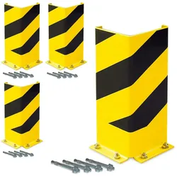 BRB 4x Anfahrschutz, 400 mm hoch, Schenkelbreite 160 mm, Stahlprofil mit Sicherheitskantung, kratzfest kunststoffbeschichtet in gelb/schwarz