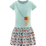 happy girls Jerseykleid HAPPY GIRLS, Mädchen, Gr. 92, N-Gr, bunt (ice blau), Jersey, Obermaterial: 95% Baumwolle, 5% Elasthan, bedruckt, unifarben, Basic knieumspielend, Rundhals, Kleider Jerseykleid, vorne mit applizierter Umhängetasche mit Pailletten