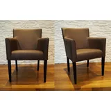 Breite Echtleder Stuhl Sessel mit Armlehnen Braun Leder Stühle Esszimmerstühle