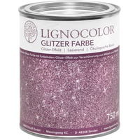 Lignocolor Glitzer Farbe (750 ml, Pink) Möbel und Wände in Glitter Optik, Effektfarbe Glitzereffekt, nicht deckend (transparent) – Made in Deutschland