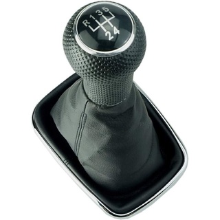 Do!LED Schaltsack Schaltknauf Chrom Rahmen schwarze Naht 5 Gang für 12 mm Schaltgestänge kompatibel/Ersatzteil für Golf 4 Bora