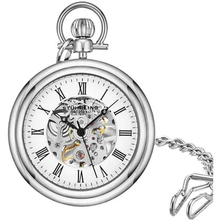 Stührling Vintage 6053 Handaufzug 47mm Skelett Taschenuhr - Herrenuhr – Uhren für Männer – Edelstahlgehäuse - 30 Stunden Gangreserve