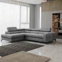 Fun Möbel Ecksofa Schlafsofa AMADEO Stoff Anafi Anthrazit Ottomane