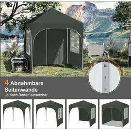 Woltu Faltpavillon 2 x 2 m inkl. 4 Seitenteile Grau