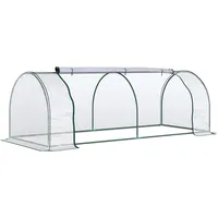 Gewächshaus Mit Tür, Foliengewächshaus Aus Stahl, Treibhaus Für Balkon, Garten, Tomatenhaus 250x100x80cm, Tomatengewächshaus Für Tomaten, Gemüse, Blumen, Pflanzen, Transparent+grün - Outsunny