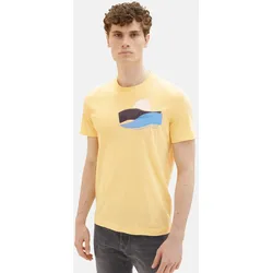 Tom Tailor T-Shirt Gestreiftes Kurzarmshirt mit Rundhalsausschnitt und Foto-Print