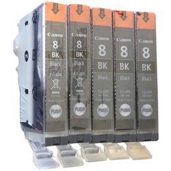 5x Original Canon Tinten Patronen CLI-8 schwarz für iP4300 iP4500 iP5200 iP53...