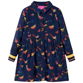 vidaXL Blusenkleid Kinderkleid mit Langen Ärmeln Marineblau 140
