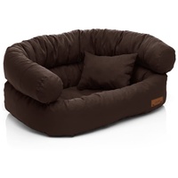 Juelle Hundebett - Großhundesofa, Abnehmbarer Bezug maschinenwaschbar, flauschiges Bett, Hundesessel Santi S-XXL (Größe: XL - 120x85 cm, Dunkelbraun)