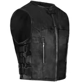 PAULGOS Lederweste Biker Kutte Echtleder BW10 in Schwarz | Gr.: M