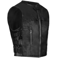PAULGOS Lederweste Biker Kutte Echtleder BW10 in Schwarz | Gr.: M