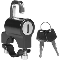 Universelles Motorrad-Helmschloss, Diebstahlschutz, Helm-Sicherheitsschloss, Metall, 22 mm-26 mm, Schwarz, mit 2 Schlüsseln schwarz