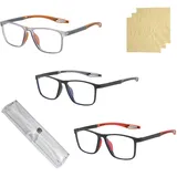 LANAFAY 3PCS Lesebrille Herren 1,0 fur Damen Herren, Sportliches Lesebrillen, Anti-Blaulicht-Lesebrille, schlagfest, biegbar, rutschfest, Superleicht