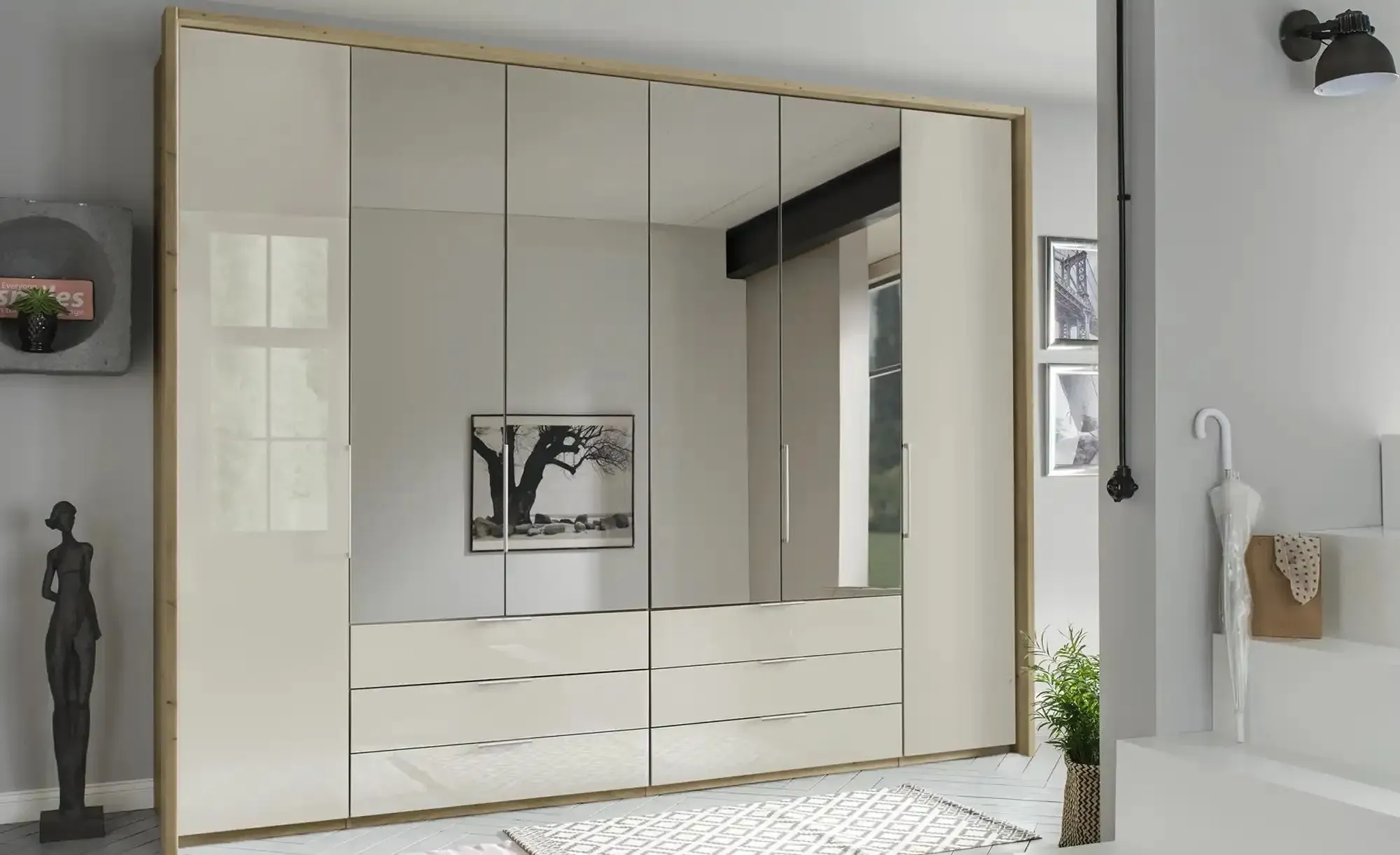 Falttürenschrank  Monaco ¦ beige ¦ Maße (cm): B: 250 H: 236 T: 58