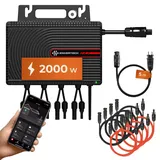 Solarway All In One Envertech Mikro-Wechselrichter 2000W Set inkl. 5M AC-Kabel & 8x2M DC-Kabel - für Balkonkraftwerk 800W-2000W für 4 PV Module - Black CASE - App & WiFi & Bluetooth (EVT-2000-SE)