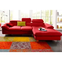 Ecksofa COTTA "Driver L-Form" Sofas Gr. B/H/T: 268cm x 73cm x 169cm, NaturLEDER, Recamiere rechts, mit Kopfteilverstellung-ohne Bettfunktion und Bettkasten, rot mit Kopfteilverstellung, wahlweise Bettfunktion und Bettkasten