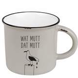 Grafik-Werkstatt Kaffeetasse jahrgang | Keramik Becher zum verschenken | 400 ml | Maritim | Wat mutt dat mutt, 1 Stück (1er Pack), Grau