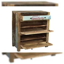 SIT Möbel Speedway 90 x 45 x 95 cm Schuhschrank mit Spiegel / Altholz lackiert