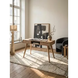 KADIMA DESIGN Schreibtisch mit 2 Schubladen Skandinavisch 120x55x77 cm MDF mit Eichen-Beinen Eichenoptik Staufach | Ergonomisch Kadima Design