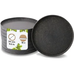 BIOZOYG 15 Stück Mehrwegteller Ø24cm Wiederverwendbar Spülmaschinenfest Mikrowellengeeignet Umweltfreundlich Plastikteller für Restaurants & Catering